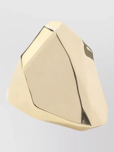 Lanvin Cubic Signet Ring Geometric Wide Band In Gold