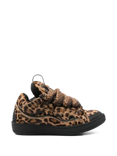Lanvin Curb Animal-print Lace-up Sneakers In Animal Print