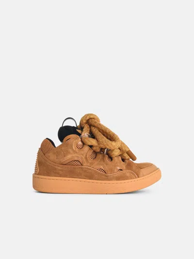 Lanvin 'curb' Beige Leather Blend Sneakers In Brown