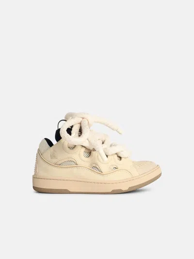 Lanvin 'curb' Beige Leather Blend Sneakers In Multi
