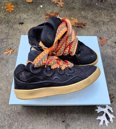 Pre-owned Lanvin Curb Black Suede Sneakers