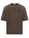 Lanvin Logo T-shirt With Curb Branded Stripes In Brown