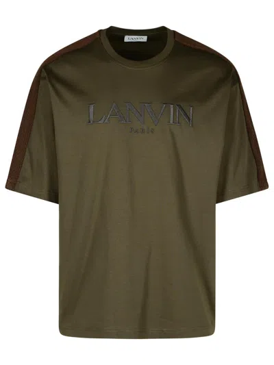 LANVIN LANVIN 'CURB' BROWN COTTON T-SHIRT