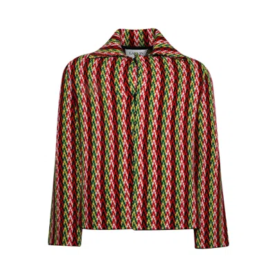 Pre-owned Lanvin Curb Chevron Knit Jacket 'green/multicolor'
