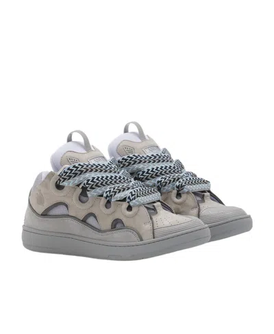 Lanvin Curb Chunky Leather Sneakers In Gray
