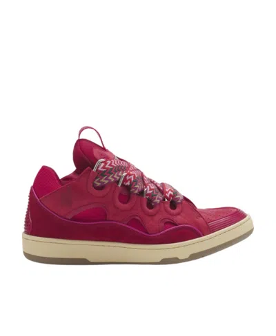 Lanvin Curb Chunky Leather Sneakers In Red