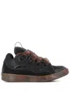 Lanvin Curb Leather Sneakers In Black