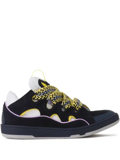 Lanvin Curb Cut-out Braided Sneakers In Blue
