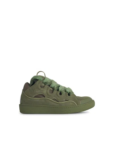 Lanvin Curb Green Leather Blend Sneakers