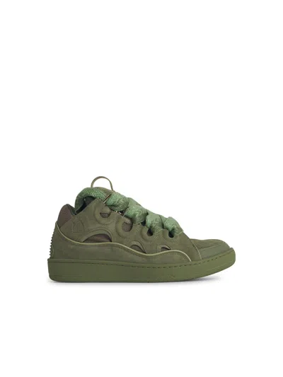 LANVIN CURB GREEN LEATHER BLEND SNEAKERS