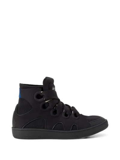 Lanvin Curb High Top Sneakers In Knit In Black