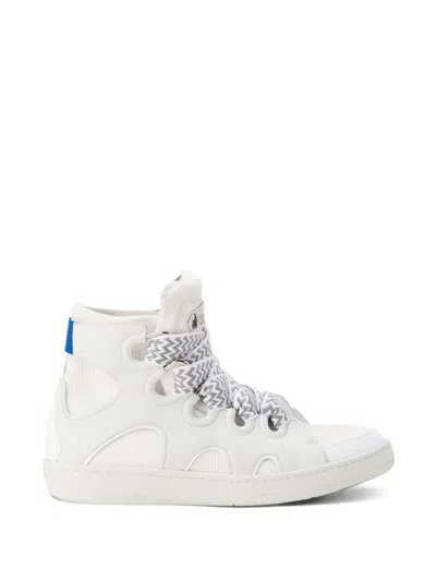 Lanvin Curb High Top Sneakers In Knit In White