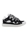 Lanvin Men's Leather Low-top Curb Sneakers In White