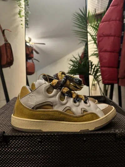 Pre-owned Lanvin Curb Lace Sneaker Mustard Yellow