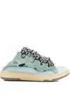 Lanvin Curb Lace-up Perforated Mules In Blue