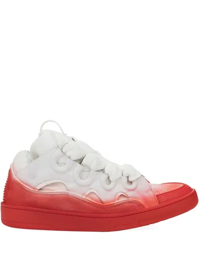 Lanvin Curb Lace-up Perforated Sneakers In White