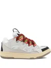 Lanvin White Sneakers With Textured Surfaces And Patterned Laces