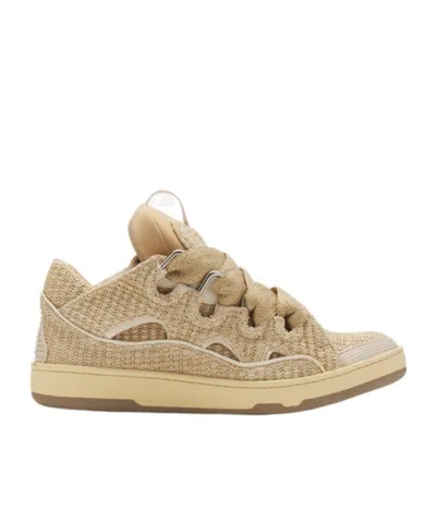 Lanvin Curb Lace-up Sneakers In Neutral
