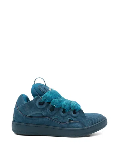 Pre-owned Lanvin Curb Lace-up Sneakers In Blue