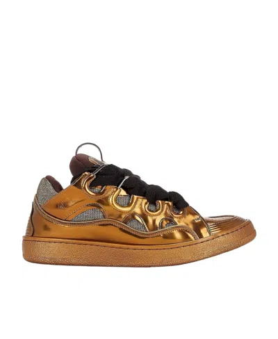 Lanvin Curb Lace-up Sneakers In Brown