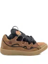 Lanvin Suede Sneakers With Rubber Sole And Pull Tab In Brown