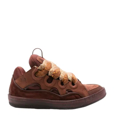 Lanvin Curb Lace-up Sneakers In Brown