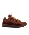 Lanvin Brown Leather Curb Sneakers In Brown
