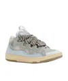 Lanvin Light Blue Leather Curb Sneakers In Gray