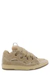 Lanvin Beige Curb Raffia Sneakers In Natural