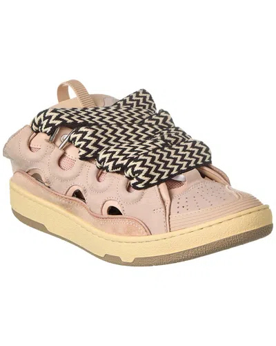 Lanvin Curb Leather & Mesh Mule Sneaker In Pink