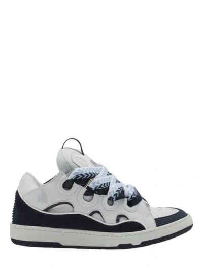 Lanvin Curb Leather Sneakers In White