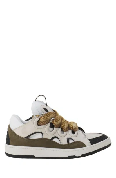 Lanvin Curb Leather Sneakers In Brown