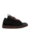 Lanvin Curb Leather Sneakers In Black