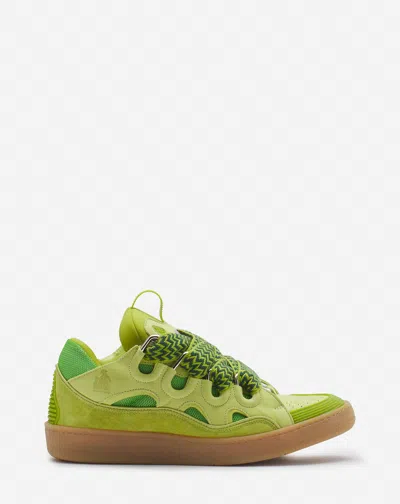 Lanvin Curb Leather Sneakers For Men In Green 2