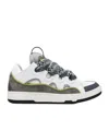 Lanvin Off-white & Gray Curb Leather Sneakers In Gray