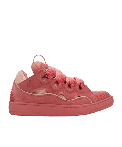 Lanvin Curb Leather Sneakers In Pink