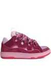 Lanvin Leather Blend Sneakers Featuring Contrast Stitching In Pink