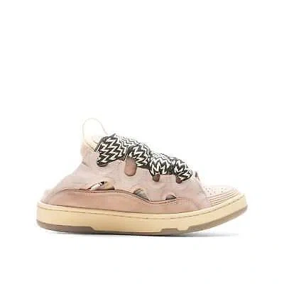 Pre-owned Lanvin Curb Leather Sneakers In Pink