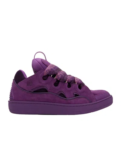 Lanvin Curb Leather Sneakers In Purple
