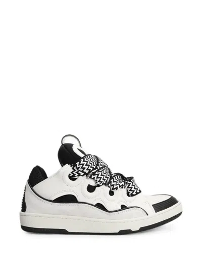 Lanvin Curb Leather Sneakers In White