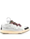 Lanvin Curb Leather Sneakers And Suede In White
