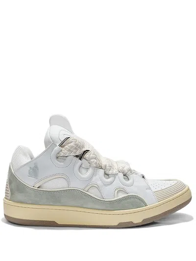 Lanvin Curb Leather Sneakers In White