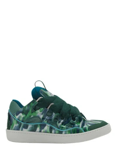 Lanvin Curb Leather Sneakers With Sparkles
