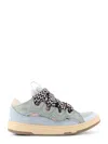 LANVIN CURB LEATHER, SUEDE AND MESH SNEAKERS