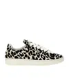 Lanvin Curb Lite Leopard-printed Sneakers In White