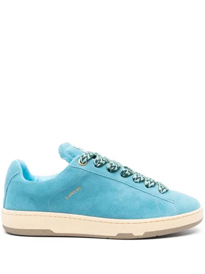 Lanvin Man Sneakers Turquoise Size 7 Calfskin In Blue