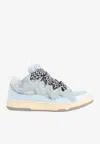 Lanvin Suede Leather Curb Sneakers Men In Blue