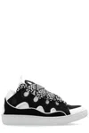 Lanvin Multicolor Leather And Fabric Curb Sneakers In Black White
