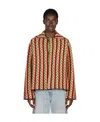 Lanvin Men Curb Chevron Knit Jacket In Multicolor