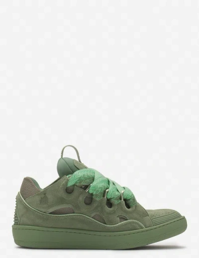 Lanvin Curb Monochrome Leather Sneakers In Grün